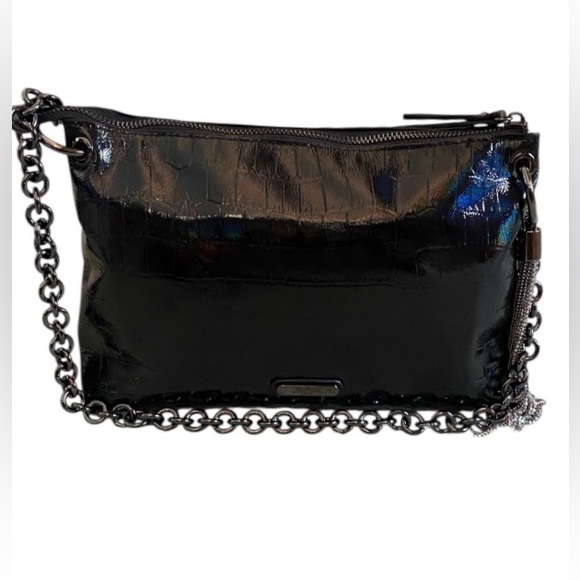 Sharif Legacy croc embossed leather shoulder bag - Picture 1 of 10